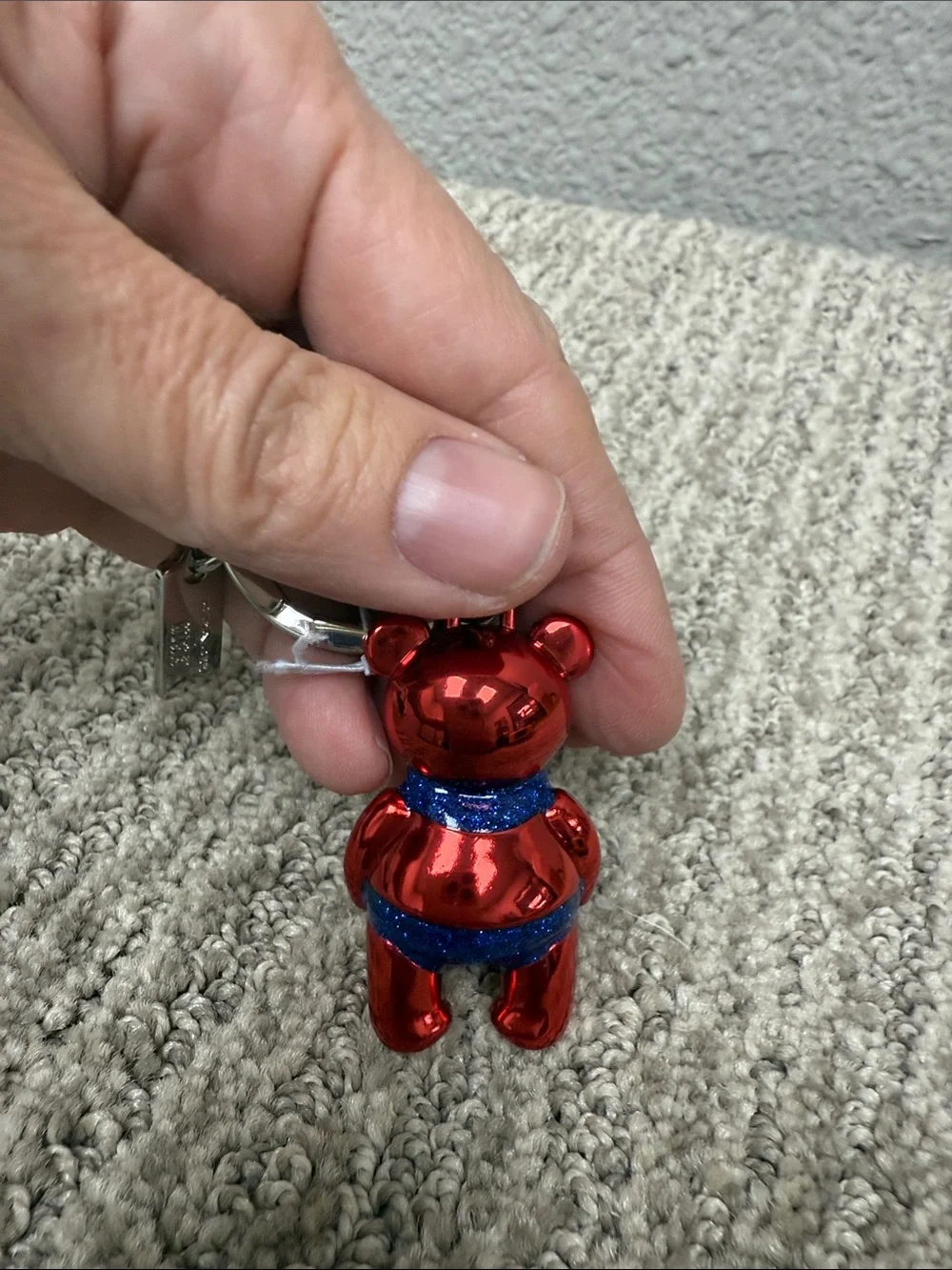 Coach X Captain Marvel Red Bear Keychain Charm with Star Detail